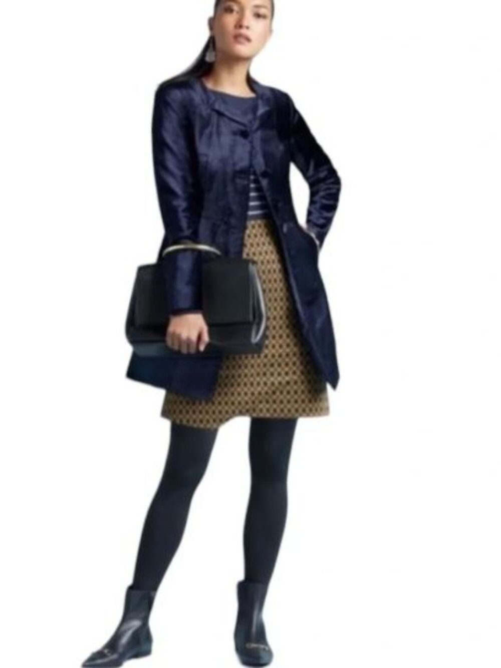 Cabi Entrance Midnight Velvet Blazer Jacket M Navy Statement Maximalist 3489 - Picture 12 of 12